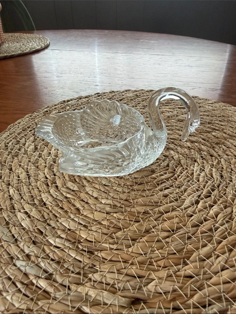 Cambridge Glass Crystal Clear Glass Swan Dish